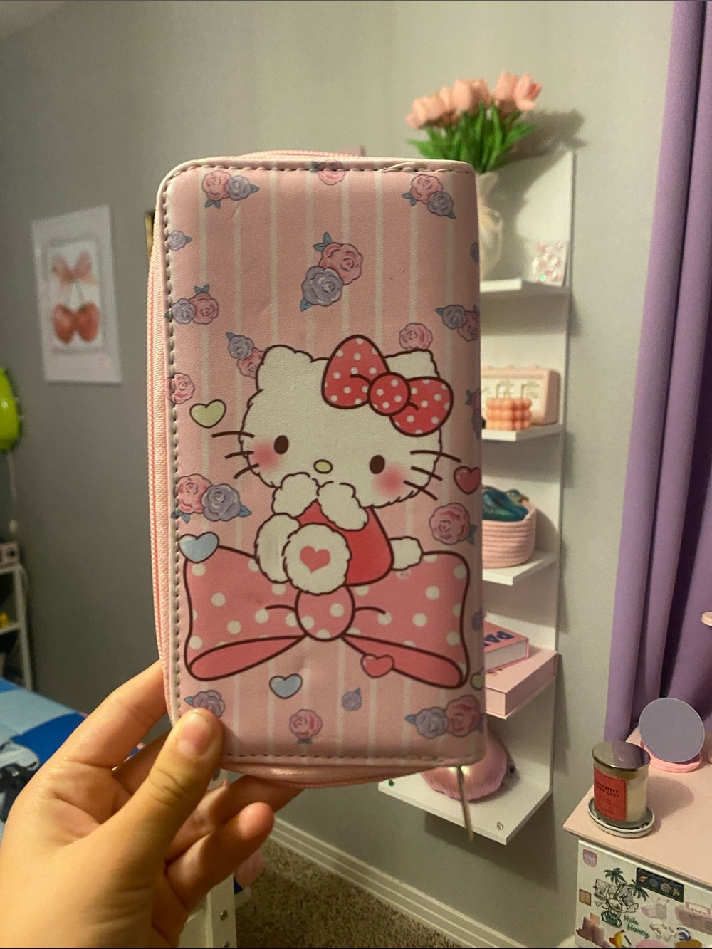Hello Kitty Pink Floral Zip-Around Phone Wallet Case